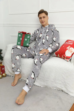 Men's Camo Fleece Hooded Onesie Jumpsuit