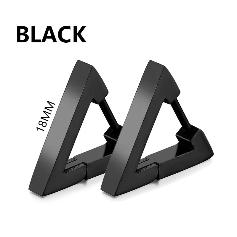 Black Stainless Steel Punk Stud Earrings - Hip Hop Gothic Jewelry Pair