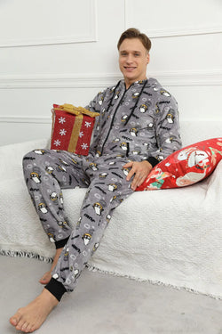Men's Camo Fleece Hooded Onesie Jumpsuit