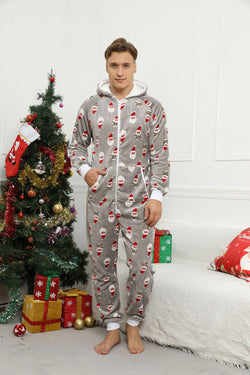 Men's Camo Fleece Hooded Onesie Jumpsuit