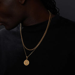 Vnox Stainless Steel Compass Pendant Layered Necklace
