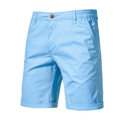 Men's 100% Cotton Solid Beach Shorts - Elastic Waist Casual Fit