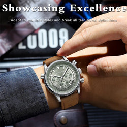 Men's Luminous Chronograph Leather Quartz Watch
