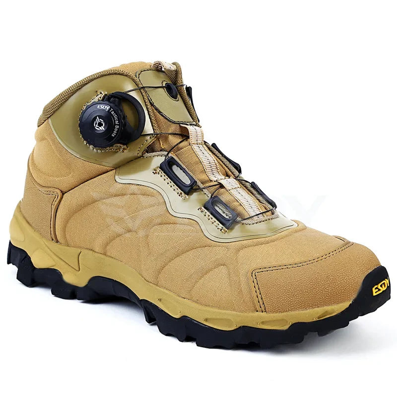 Men's Lace-Up Tactical Hiking Boots with Buckle Detail