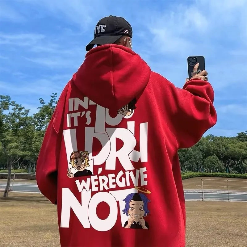Oversized Hip Hop Alphabet Hoodie - Loose Fit Streetwear Pullover