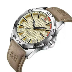 VA VA VOOM Military Calendar Leather Quartz Watch