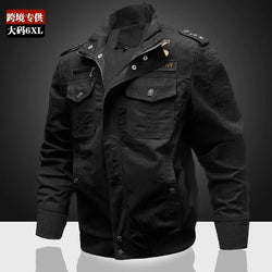 Men's Tactical Denim Motorcycle Jacket with Multi-Pocket Design