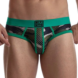 JOCKMAIL Men's Mesh Camouflage Briefs - Low-Rise Breathable Fit