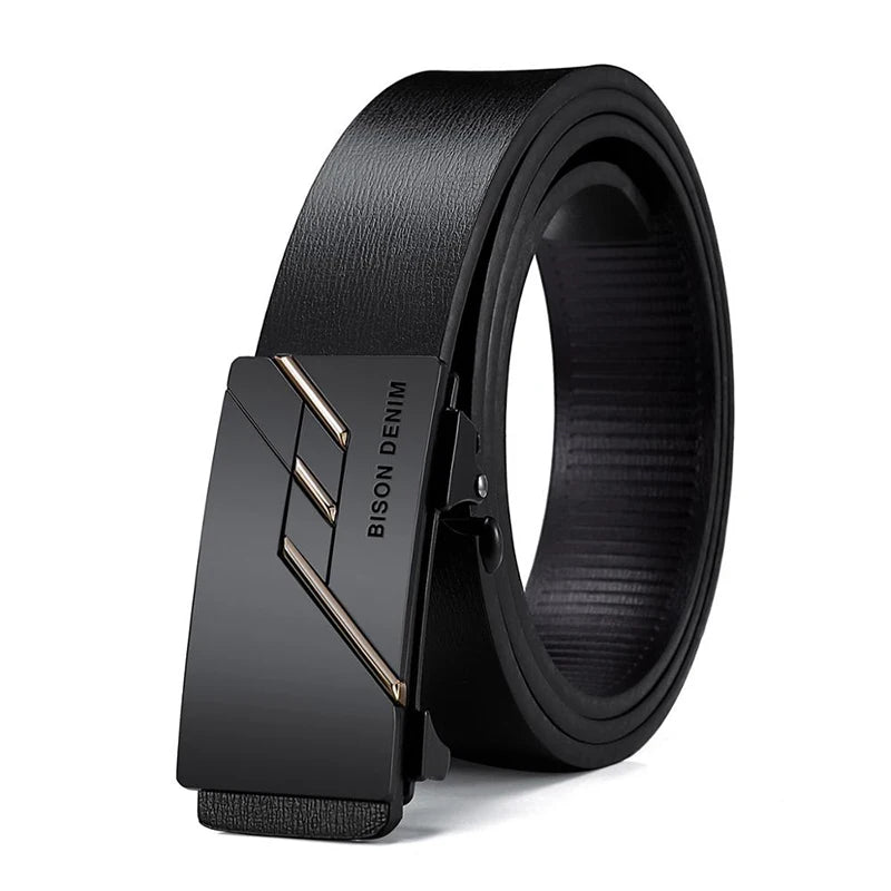 BISON DENIM Men's Automatic Buckle Leather Belt