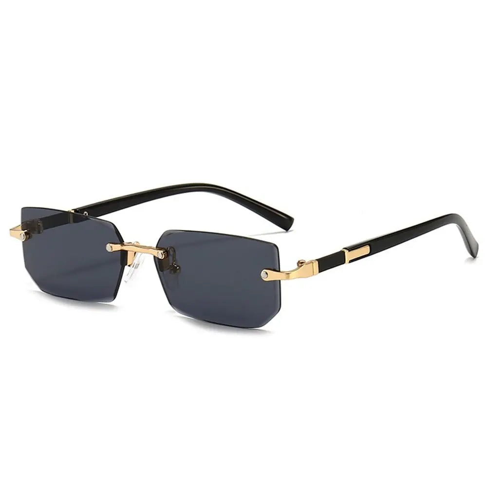 Rimless Rectangle UV400 Sunglasses - Retro Travel Eyewear