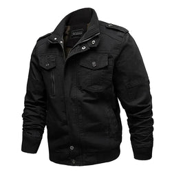 Men's Tactical Denim Motorcycle Jacket with Multi-Pocket Design