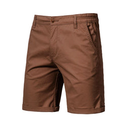 Men's 100% Cotton Solid Beach Shorts - Elastic Waist Casual Fit