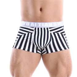 Men's Striped Cotton Boxer Shorts - Low Waist Comfort Fit