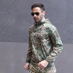 Men's Lightweight Tactical Camo Bomber Windbreaker Jacket