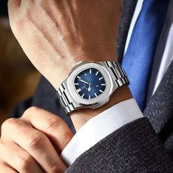 POEDAGAR Square Luminous Date Quartz Watch