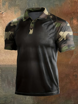 Men's Camo Print Slim Short Sleeve Polo Shirt