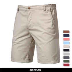 Men's 100% Cotton Solid Beach Shorts - Elastic Waist Casual Fit