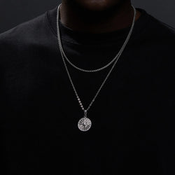 Vnox Stainless Steel Compass Pendant Layered Necklace