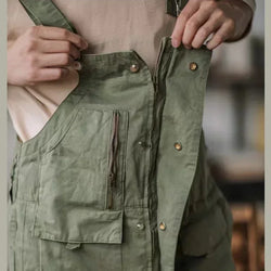 Men's Retro Cotton Bib Overalls with Loose Fit