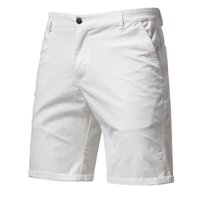 Men's 100% Cotton Solid Beach Shorts - Elastic Waist Casual Fit