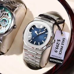 POEDAGAR Square Luminous Date Quartz Watch