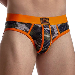 JOCKMAIL Men's Mesh Camouflage Briefs - Low-Rise Breathable Fit
