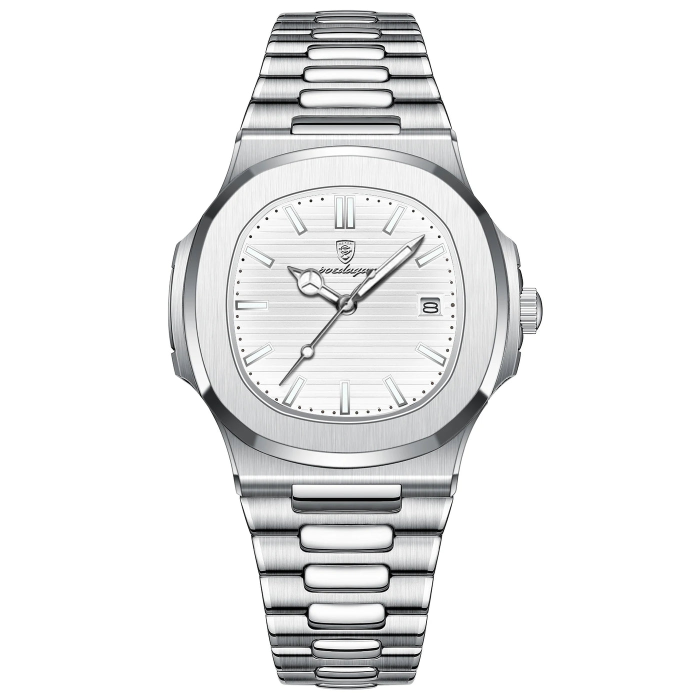 POEDAGAR Square Luminous Date Quartz Watch