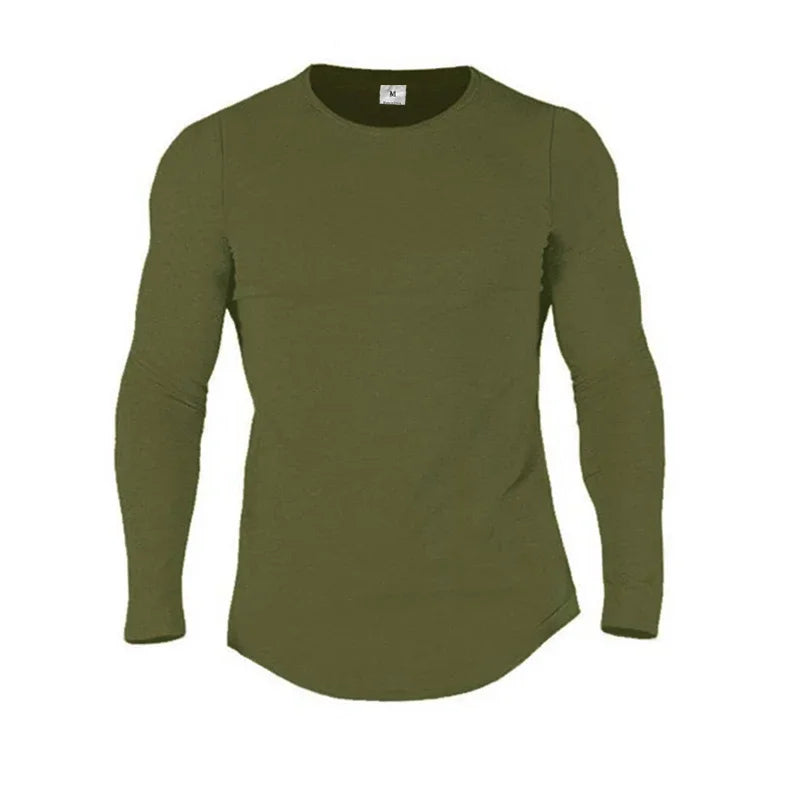 Men's Breathable Cotton Long Sleeve Workout Shirt