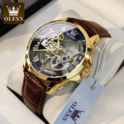 OLEVS Automatic Mechanical Leather Strap Watch
