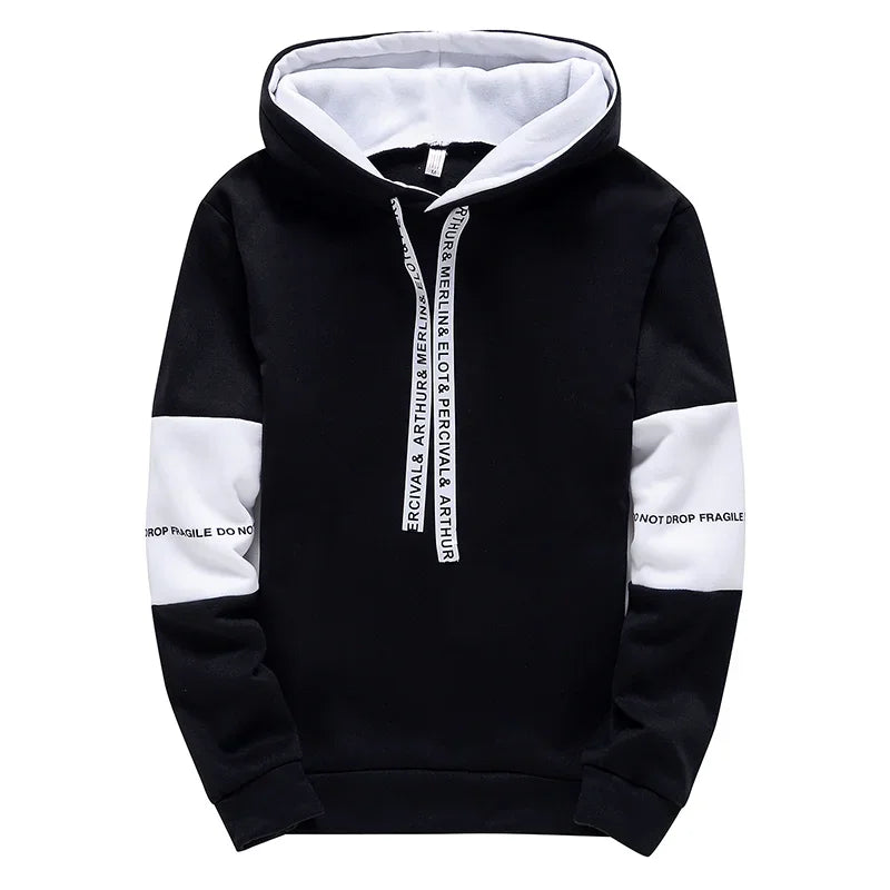 Men's Letter Print Pullover Hoodie - Casual Long Sleeve Sports Sweatshirt