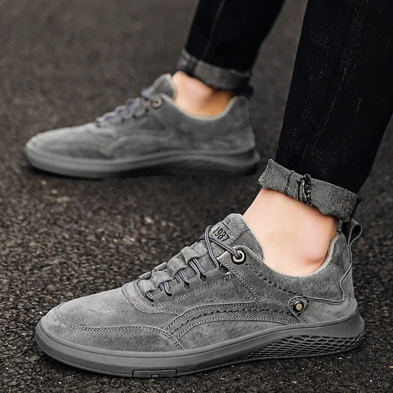 Men's Genuine Leather Lace-Up Casual Oxfords