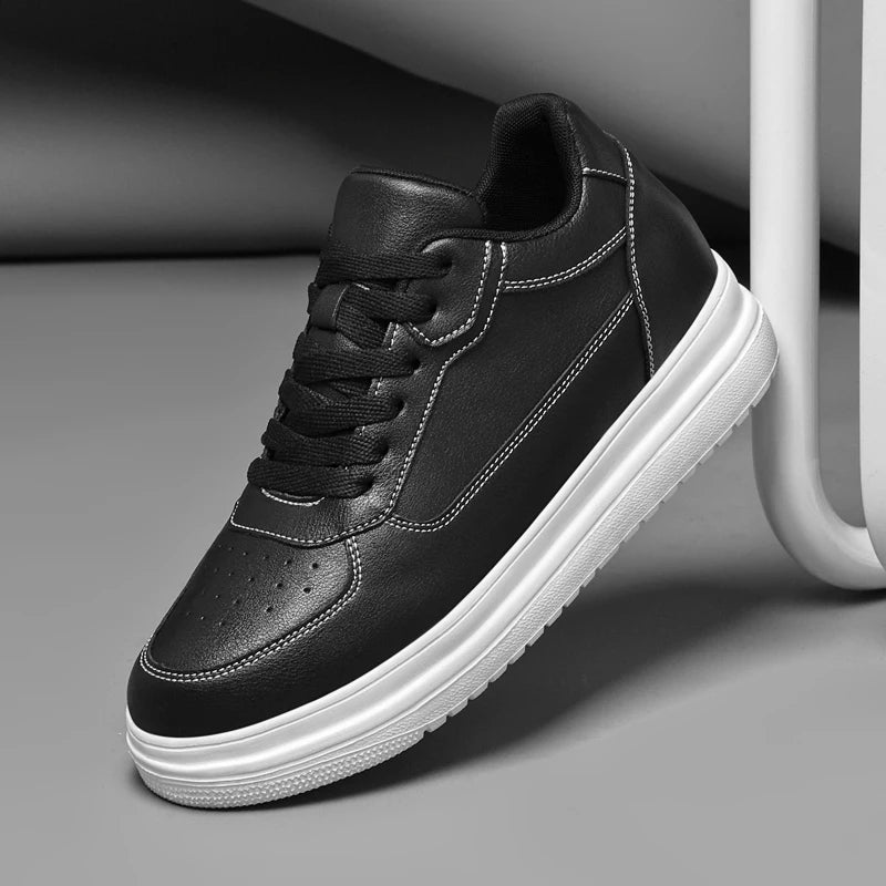 Invisible Height-Increasing Leather Sneakers - 6CM to 10CM Lift Shoes