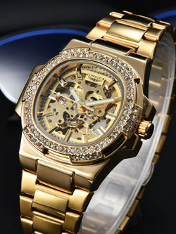 Men's Stainless Steel Skeleton Automatic Watch