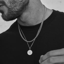 Vnox Stainless Steel Compass Pendant Layered Necklace