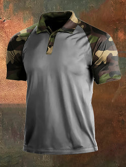 Men's Camo Print Slim Short Sleeve Polo Shirt
