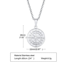 Vnox Stainless Steel Compass Pendant Layered Necklace