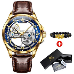 OLEVS Automatic Mechanical Leather Strap Watch