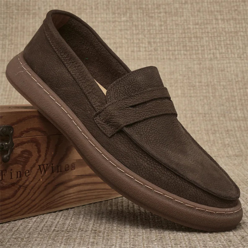 Italian Genuine Leather Men's Lightweight Driving Loafers