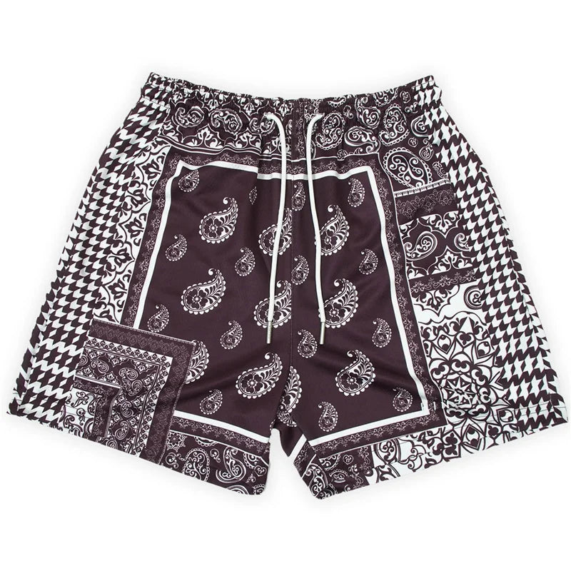 Unisex Boho Beach Shorts - Oversized Outdoor Swim Trunks