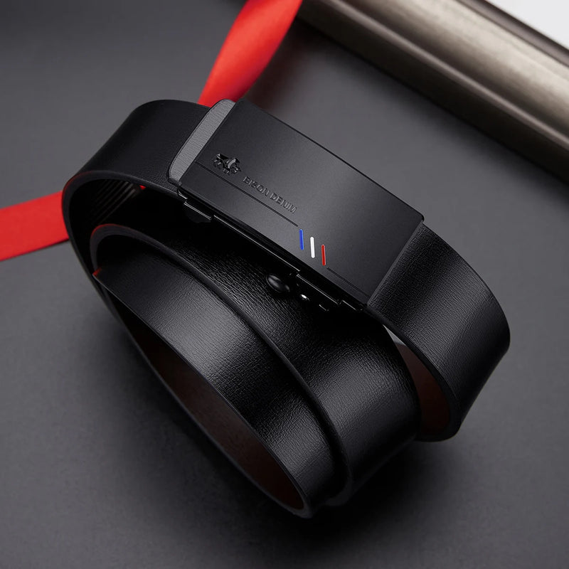 BISON DENIM Men's Automatic Buckle Leather Belt