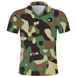 Men's 3D Camo Streetwear Short Sleeve Polo Shirt