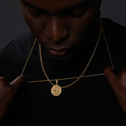 Vnox Stainless Steel Compass Pendant Layered Necklace