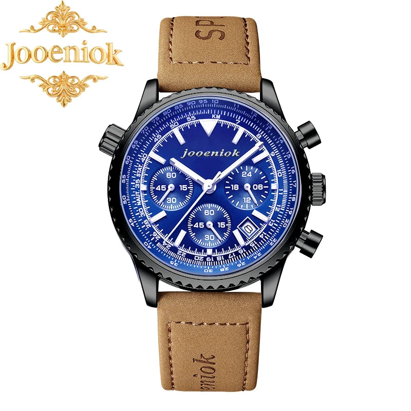 Men's Luminous Chronograph Leather Quartz Watch