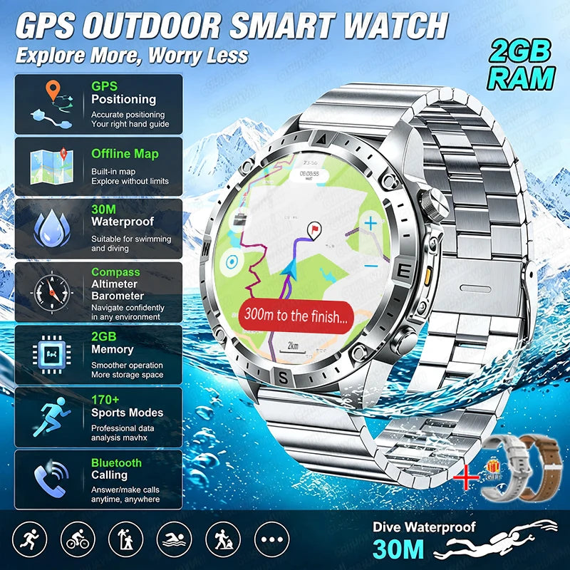 Offline Map GPS Smart Watch - 3ATM Outdoor Sports Tracker
