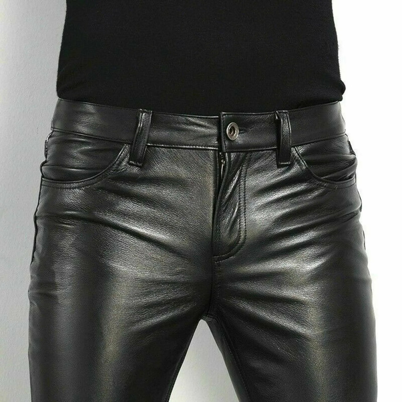 Men's Rock Style PU Leather Slim Motorcycle Pants