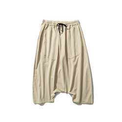 Men's Plus Size Cotton Linen Wide-Leg Harem Pants