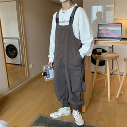 Loose Strap Pocket Overalls Jumpsuit for Men