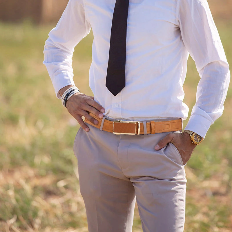 Men's Alloy Square Buckle Business Leather Belt