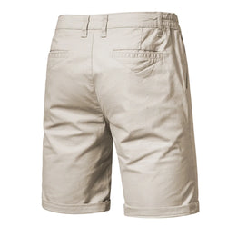 Men's 100% Cotton Solid Beach Shorts - Elastic Waist Casual Fit