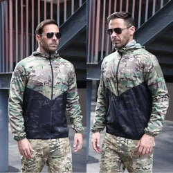 Men's Lightweight Tactical Camo Bomber Windbreaker Jacket
